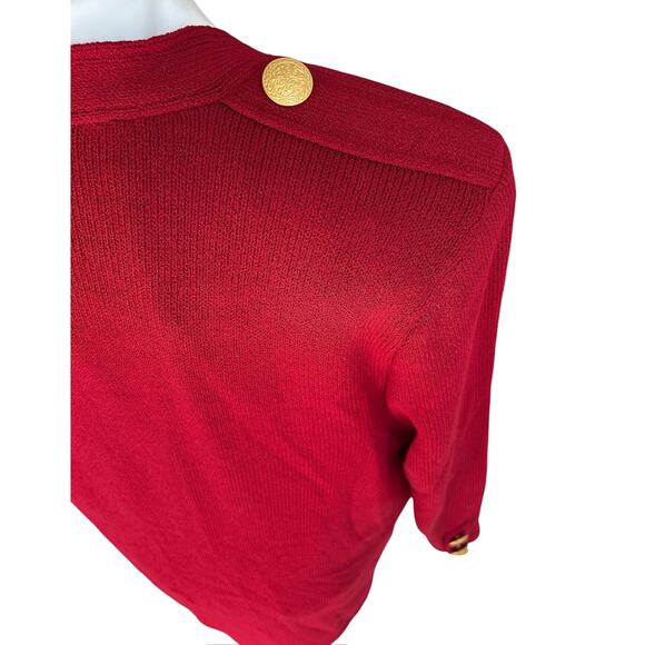 St. John Sportswear Size Small Red Knit Long Line Open Front Cardigan - Picture 6 of 8
